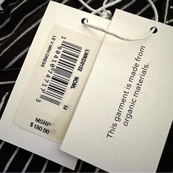 NWT $180 Frame Le V Black White Striped V-Neck Mini Dress - Picture 5 of 6